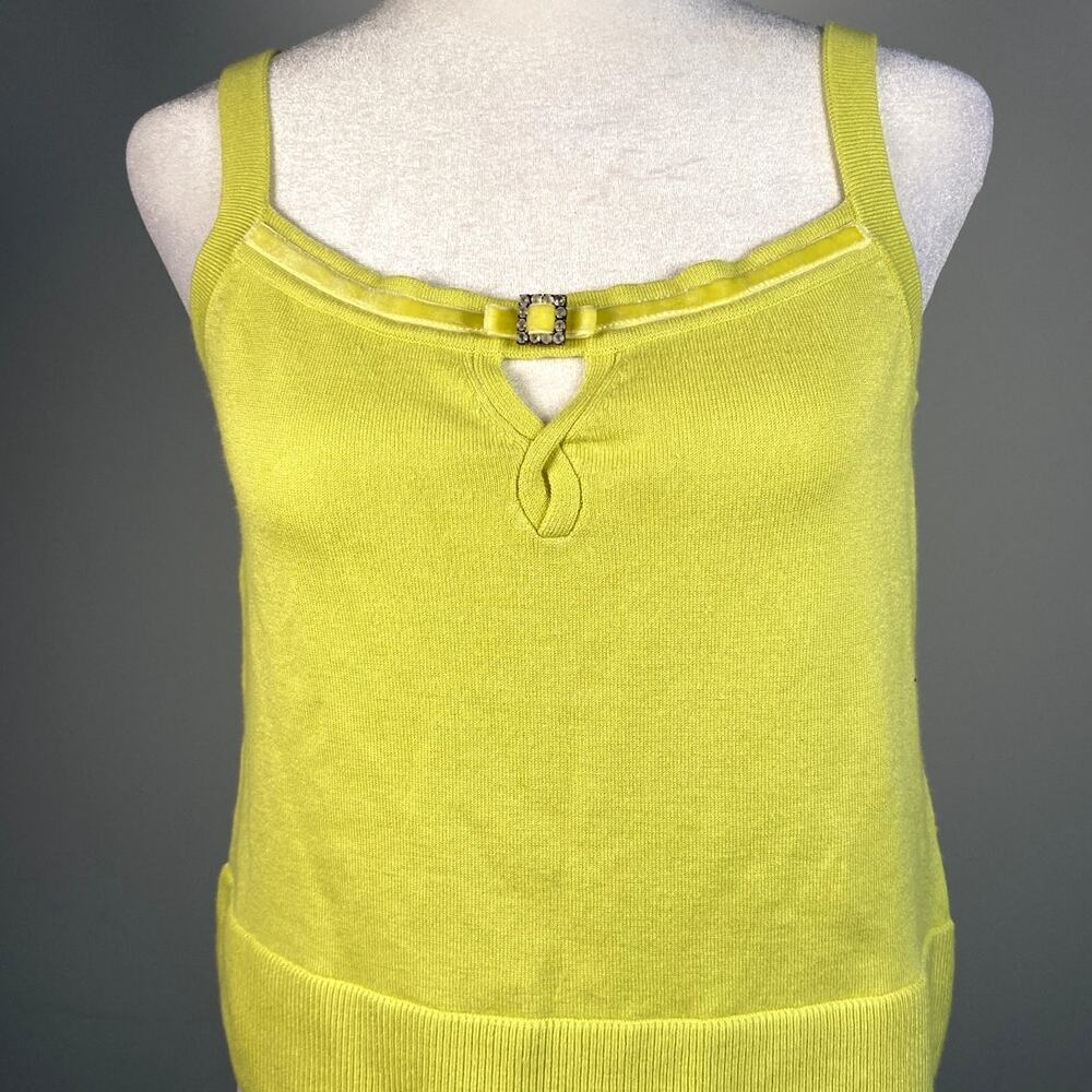 Lime Green Cynthia Steffe Vintage Y2k Strappy Cami Tank Top Bow Buckle Detail